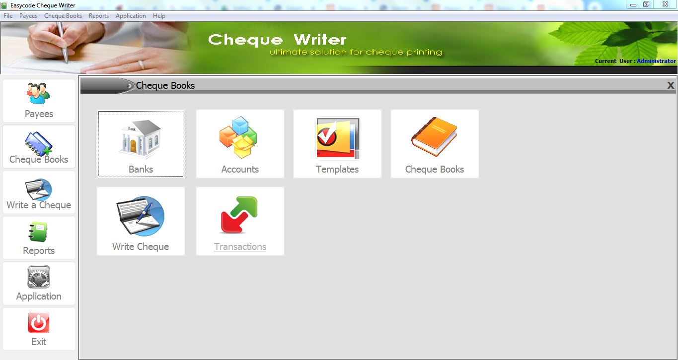 cheque book creation