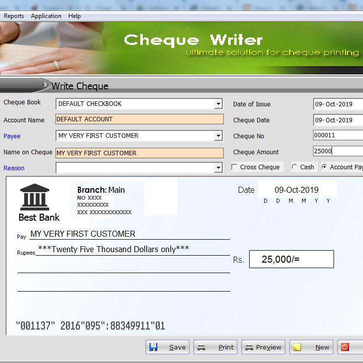 cheque write